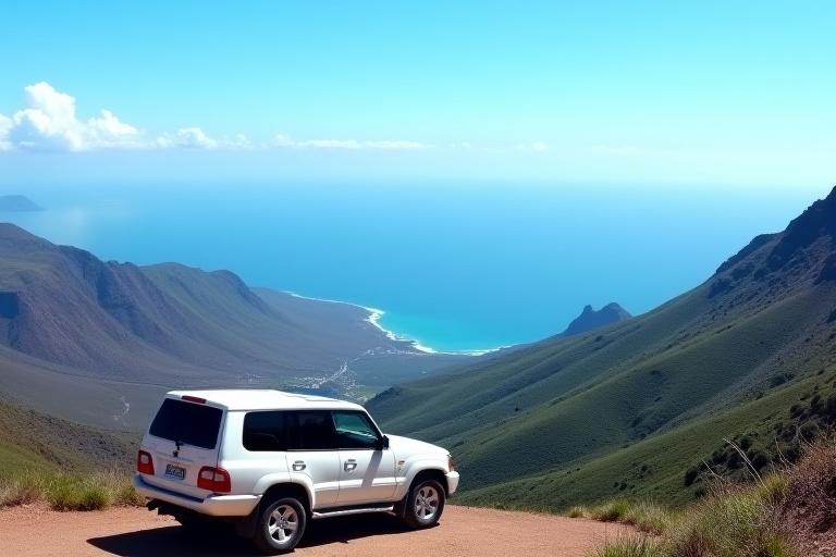 Un SUV blanco en un mirador de montaña en Tenerife