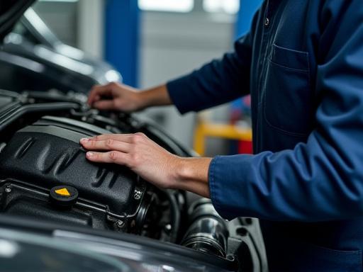 Mecánico profesional trabajando en el motor de un coche